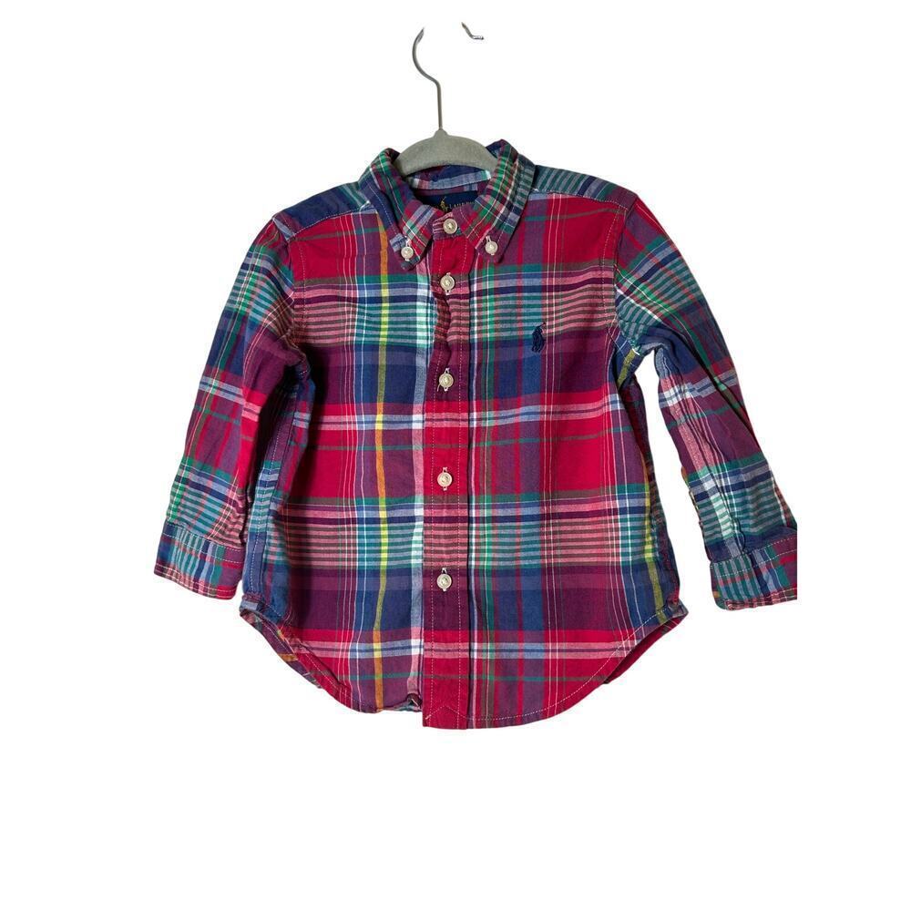 RALPH LAUREN Boy’s (2) Plaid Button Down Ling Sleeve Shirts / Size: 18 Months
